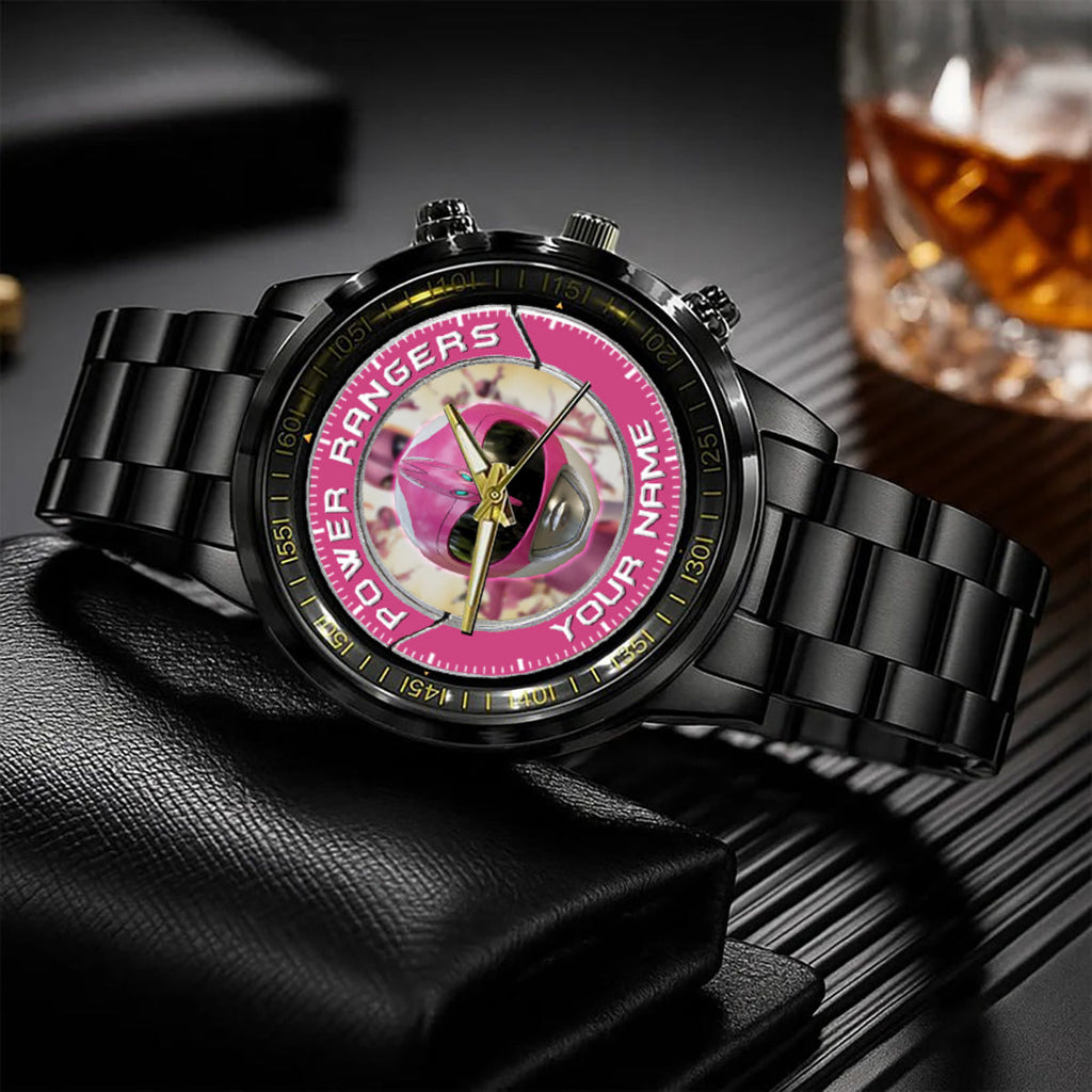 Mighty Morphin Power Rangers Pink Ranger Helmet Custom Name Watch