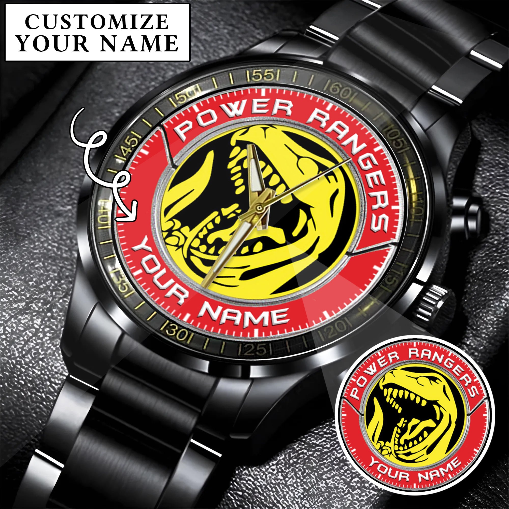 Mighty Morphin Power Rangers Tyrannosaurus Custom Name Watch