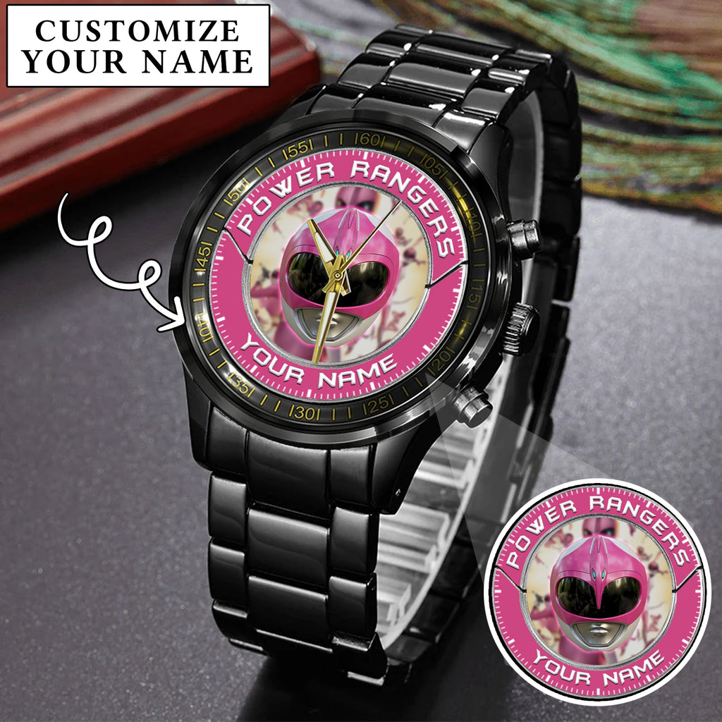 Mighty Morphin Power Rangers Pink Ranger Helmet Custom Name Watch