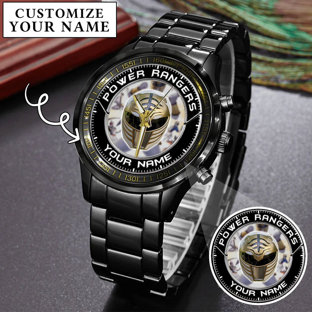 Mighty Morphin Power Rangers White Ranger Helmet Custom Name Watch