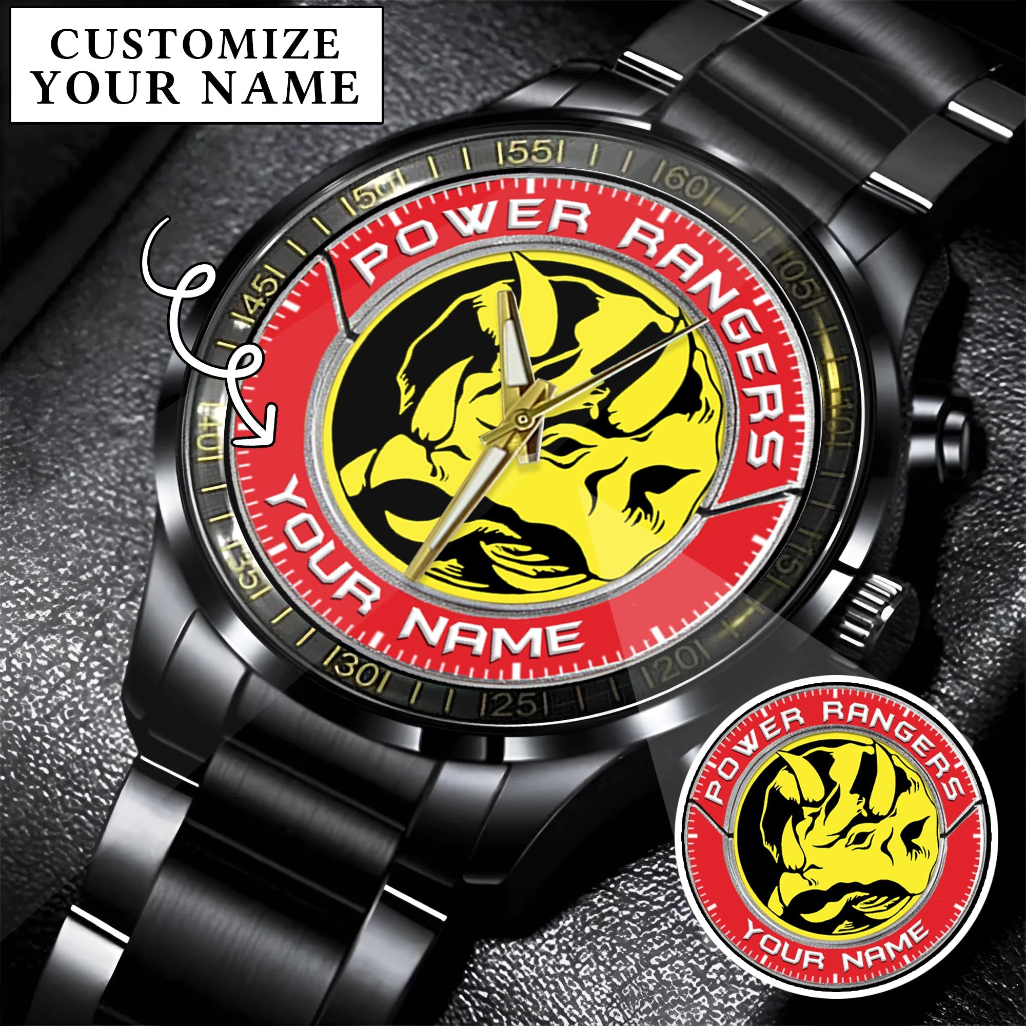 Mighty Morphin Power Rangers Triceratops Custom Name Watch