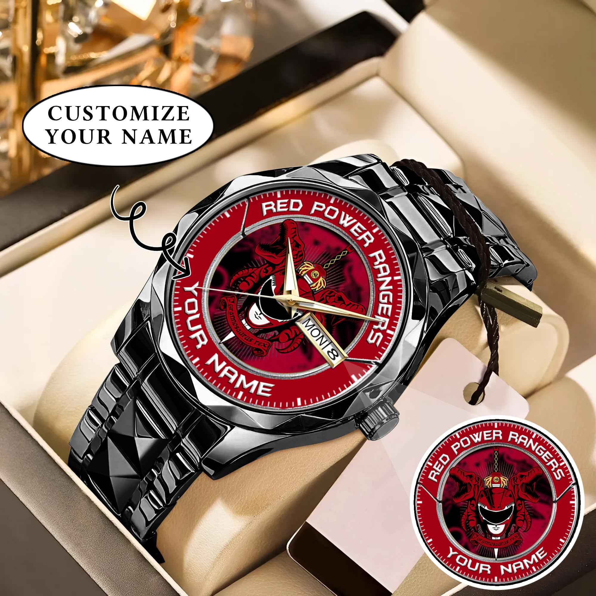 Mighty Morphin Power Rangers Tyrannosaurus Custom Name Watch