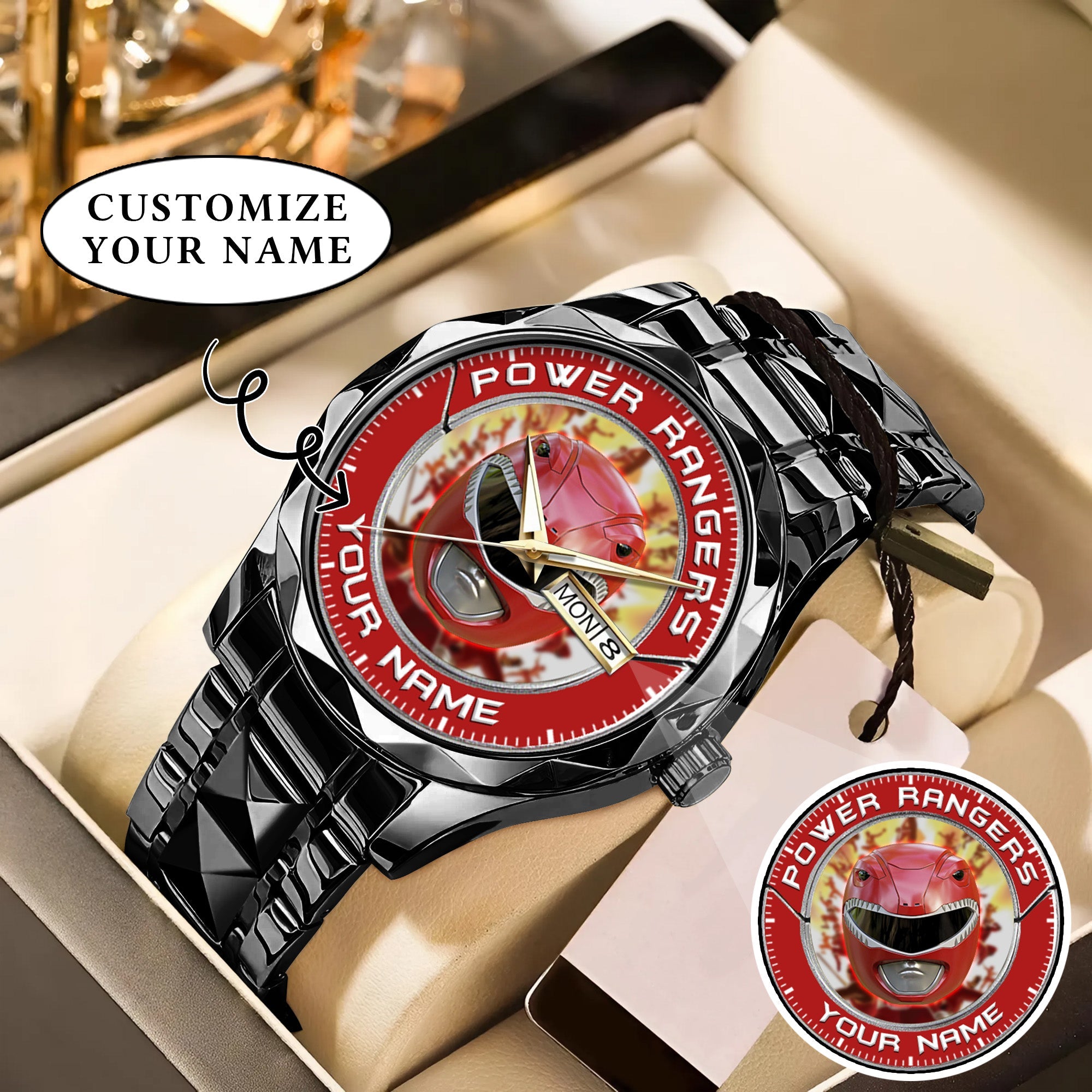 Mighty Morphin Power Rangers Red Ranger Helmet Custom Name Watch