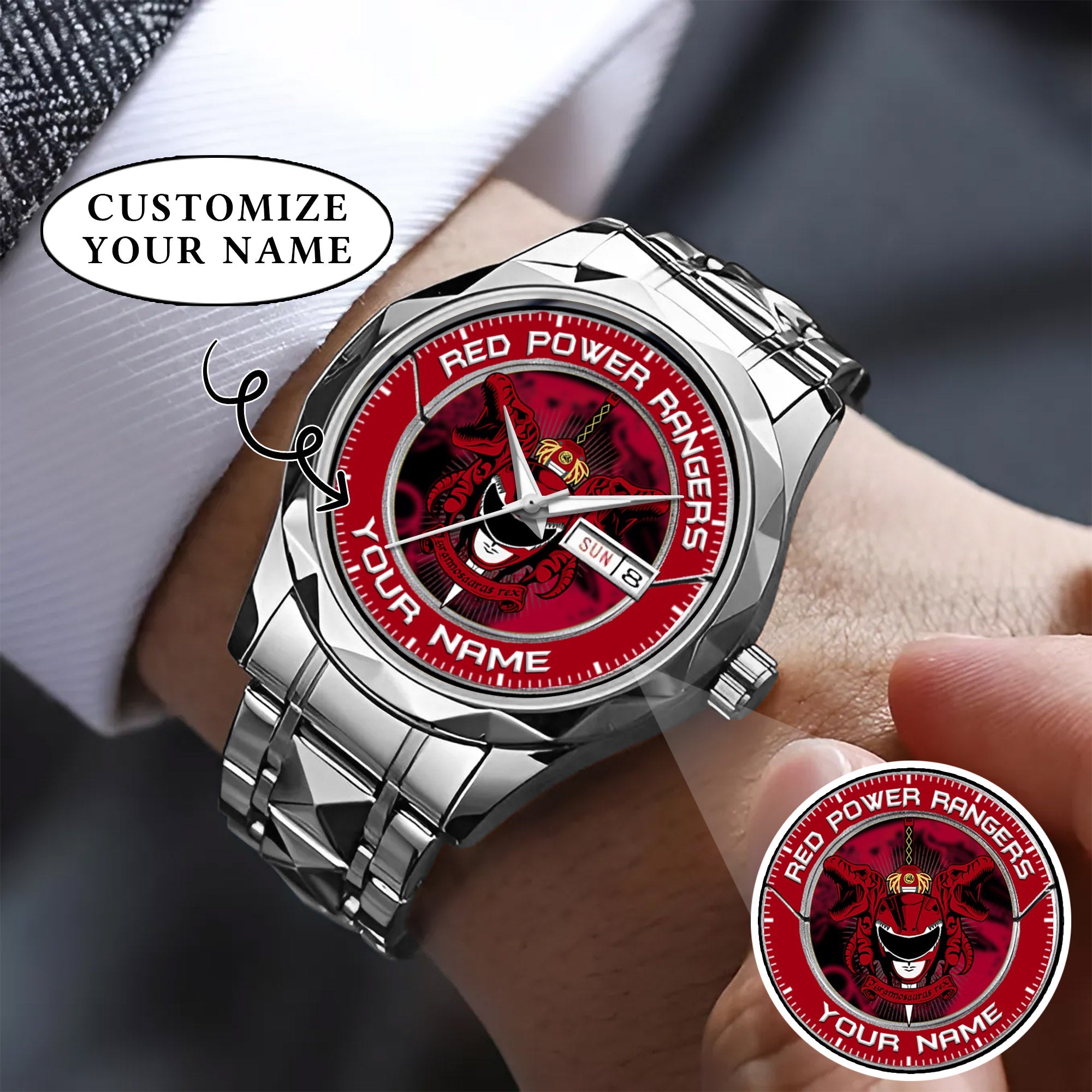 Mighty Morphin Power Rangers Tyrannosaurus Custom Name Watch