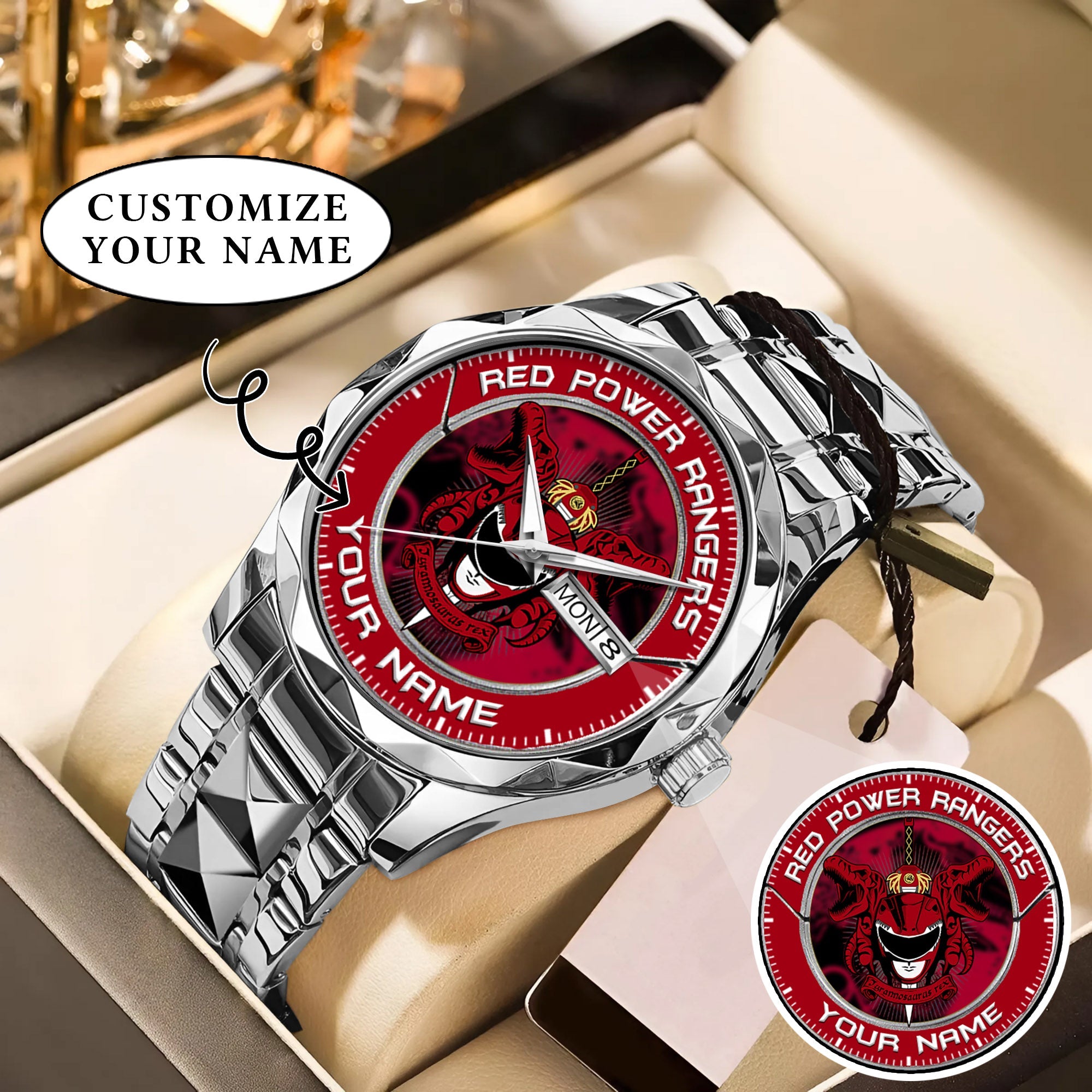 Mighty Morphin Power Rangers Tyrannosaurus Custom Name Watch