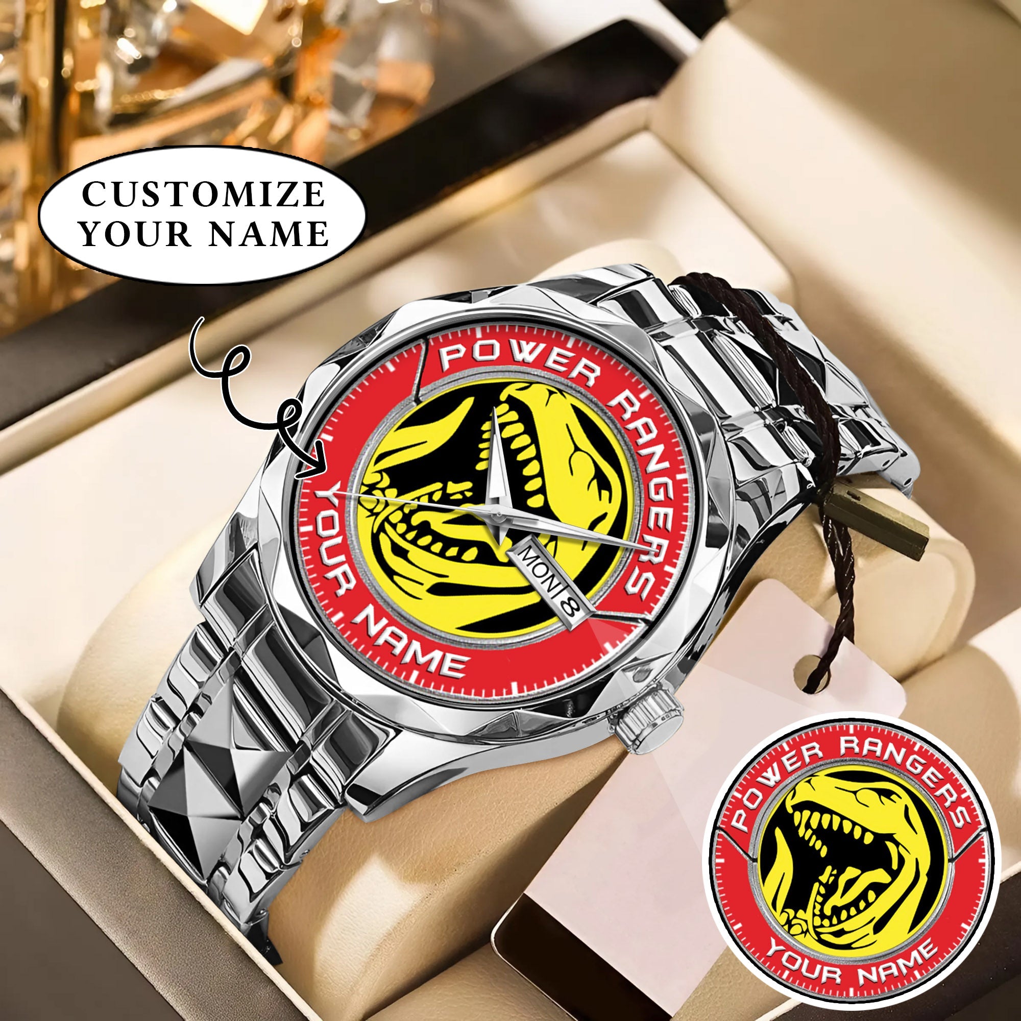 Mighty Morphin Power Rangers Tyrannosaurus Custom Name Watch