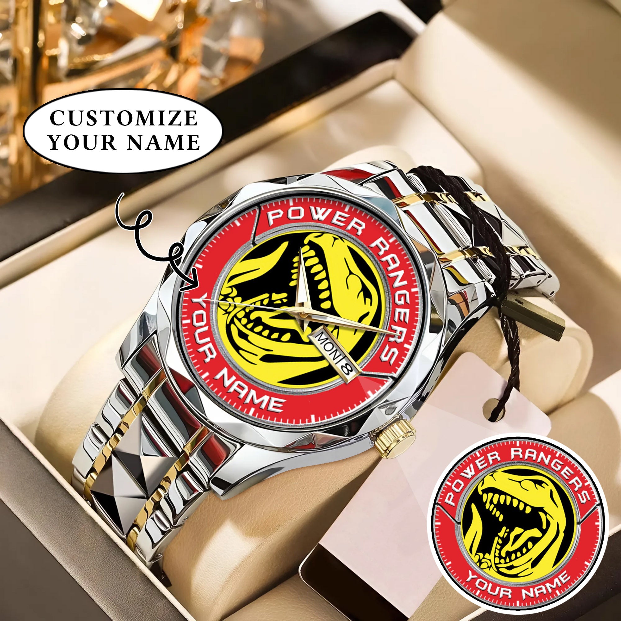 Mighty Morphin Power Rangers Tyrannosaurus Custom Name Watch