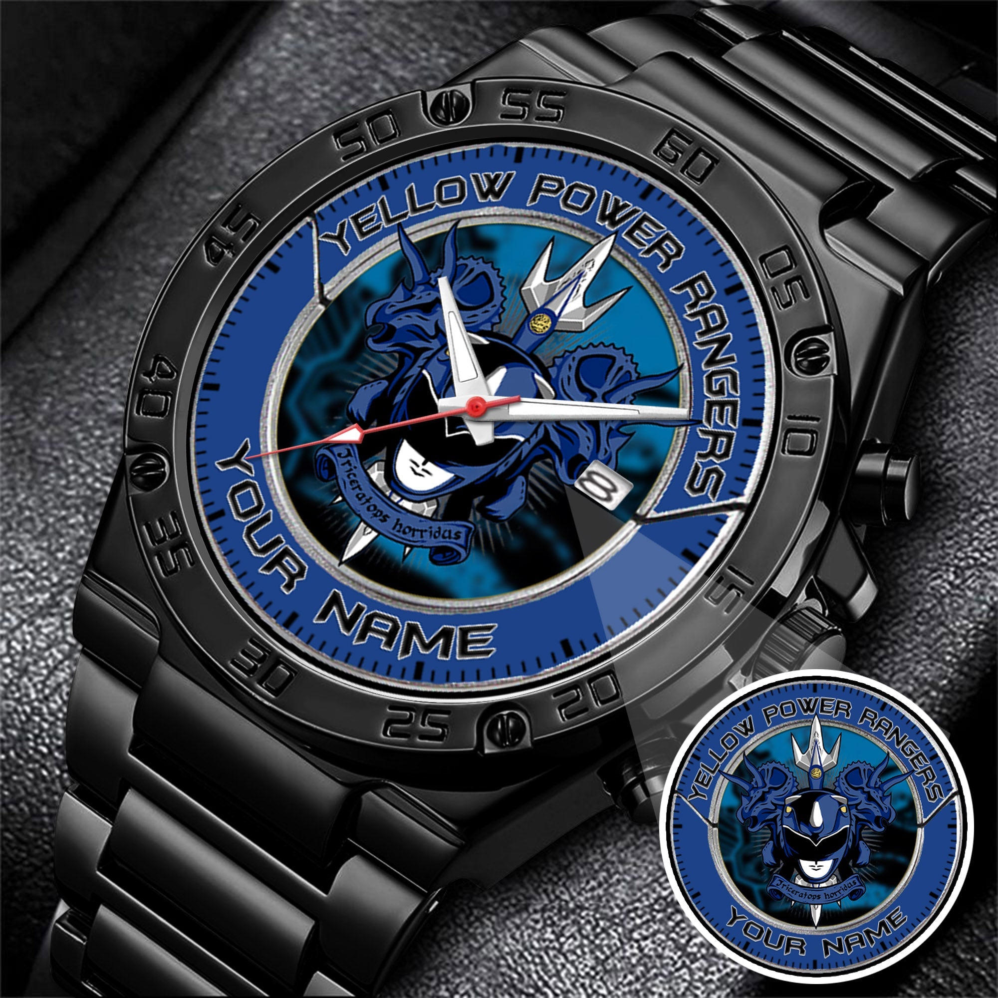 Mighty Morphin Power Rangers Triceratops Custom Name Watch