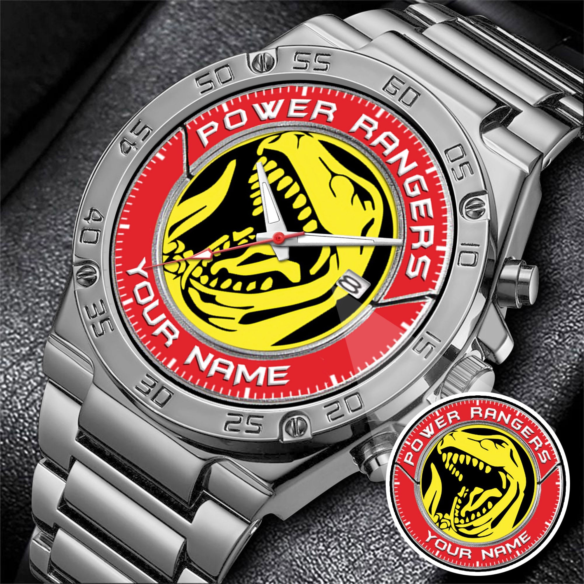Mighty Morphin Power Rangers Tyrannosaurus Custom Name Watch