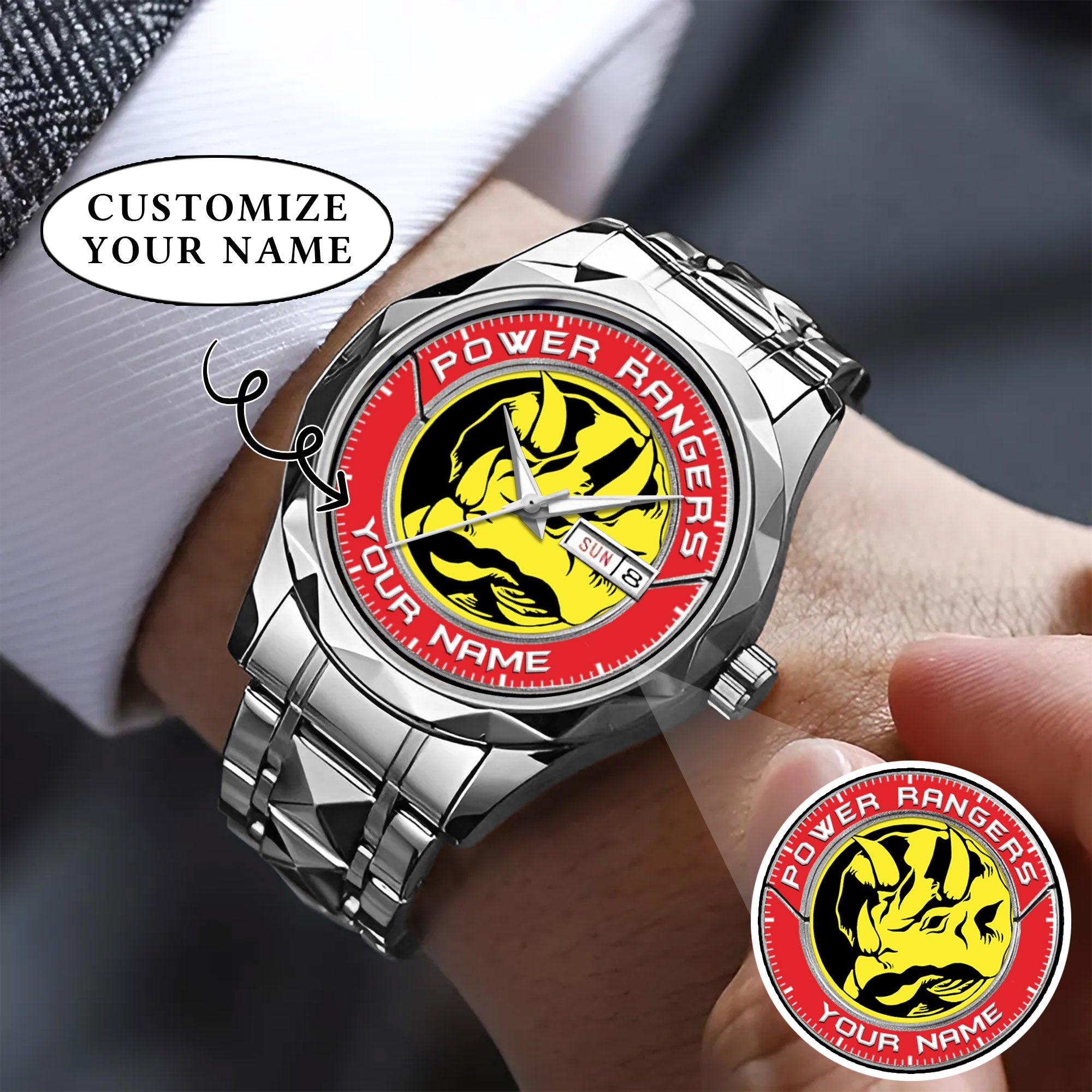 Mighty Morphin Power Rangers Triceratops Custom Name Watch