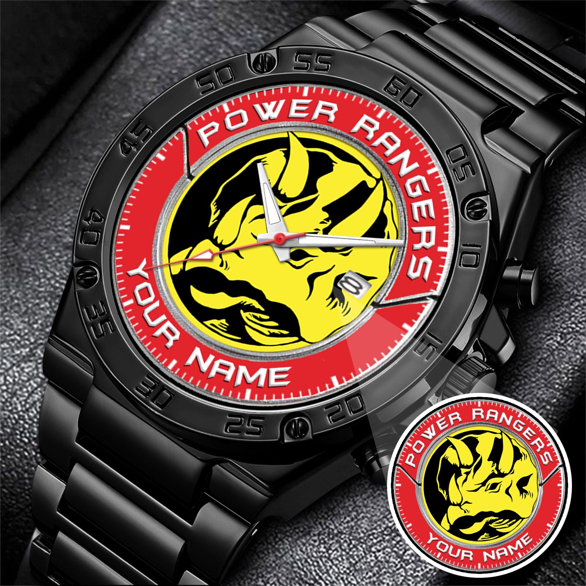 Mighty Morphin Power Rangers Triceratops Custom Name Watch